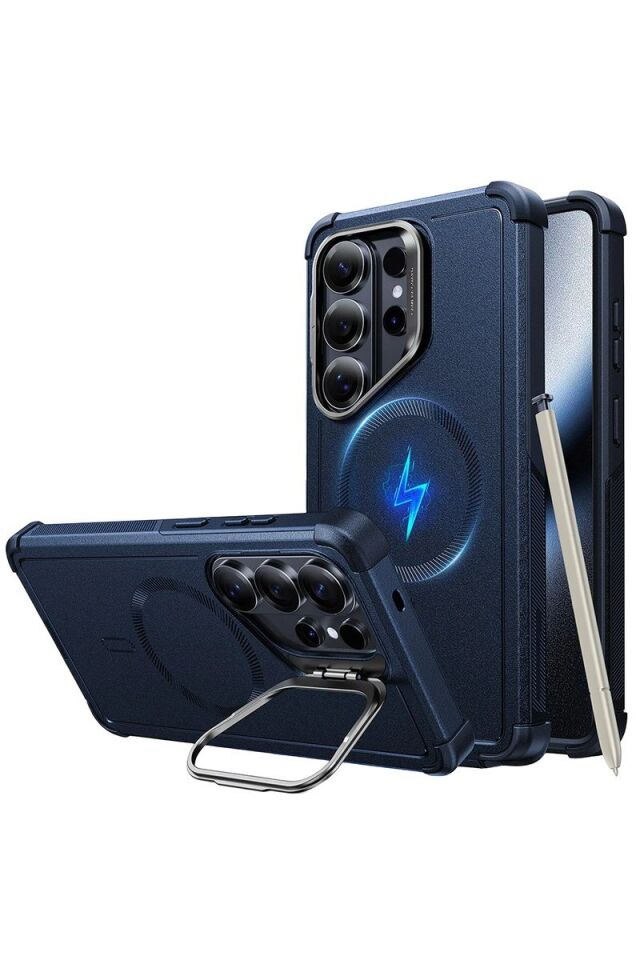 ESR Samsung Galaxy S26 Ultra Cyber Tough Magsafe Stantlı Kapak - Lacivert