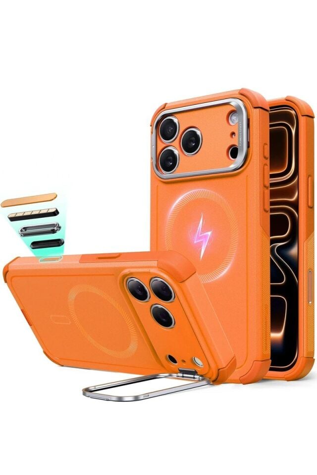 ESR Apple iPhone 17 Pro Max Cyber Tough Magsafe Stantlı Kapak - Turuncu