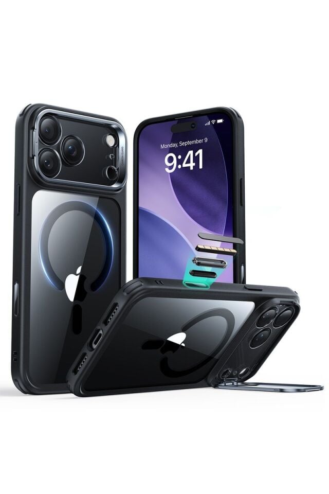 ESR Apple iPhone 17 Pro Classic Hybrid Magsafe Standlı Kapak - Clear Black