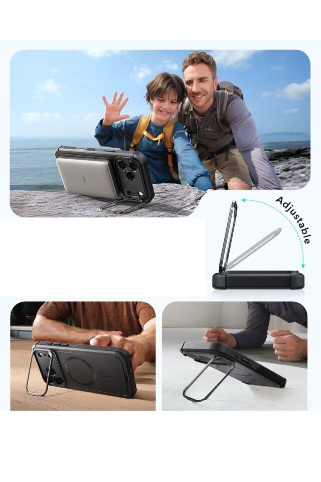 ESR Apple iPhone 17 Air Cyber Tough Magsafe Stantlı Kapak - Siyah