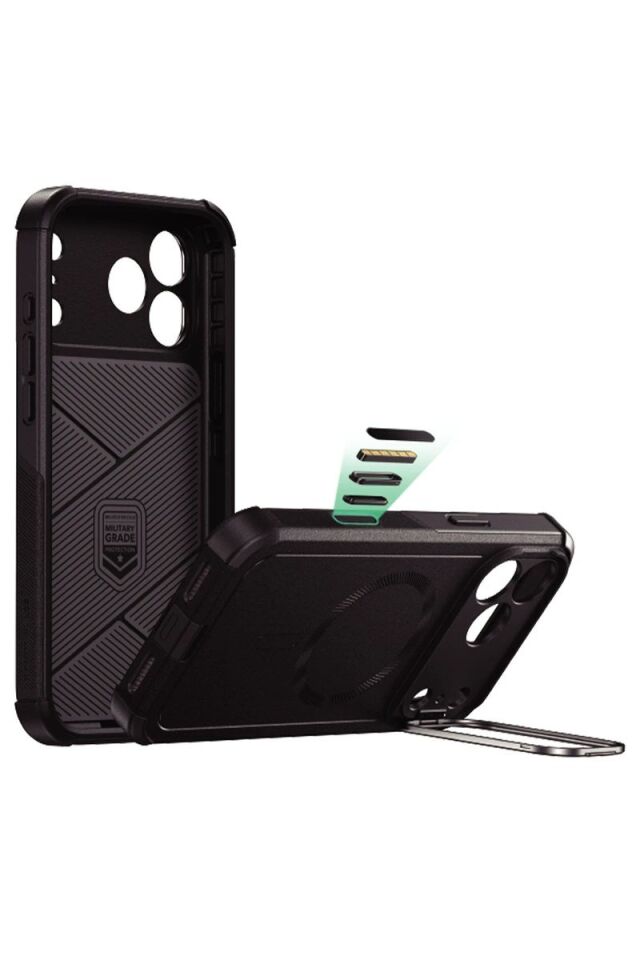 ESR Apple iPhone 17 Pro Cyber Tough Magsafe Stantlı Kapak - Siyah