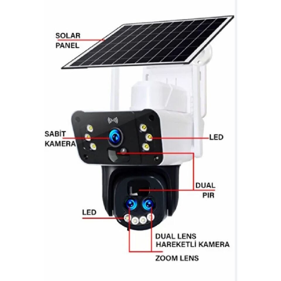 O-Kam 3950 Wi-Fi Solar Kamera 10X Optik Zoom özellik şeması